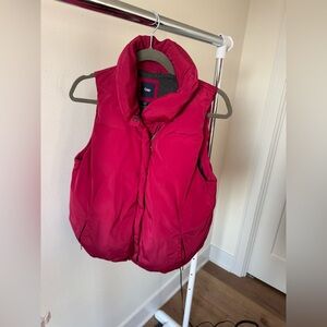 GAP Puffer Vest Womens Size M w/ Gray lining - Fuchsia Pink
